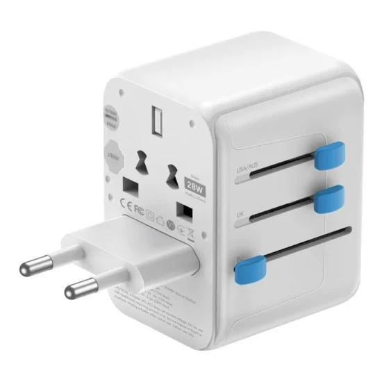 Bazic Gotravel, Universal Travel Adaptor 2A3C 28W - White